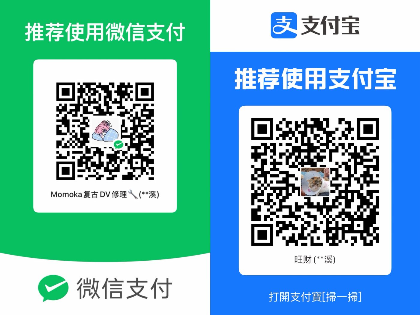 微信 / 支付宝收款码